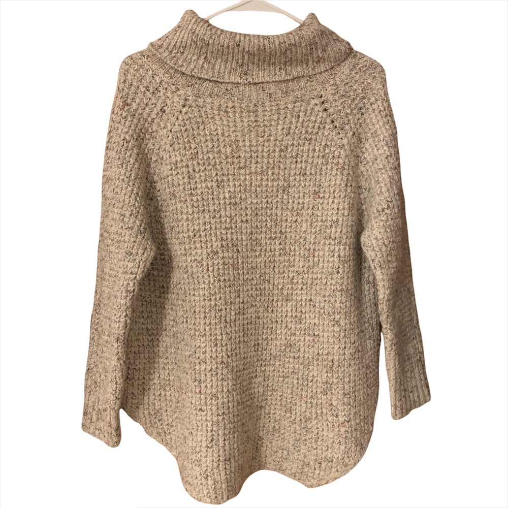 Free People Size Medium M Beige Sweater Wool Knit Marled Long Sleeve Turtleneck - Picture 5 of 6